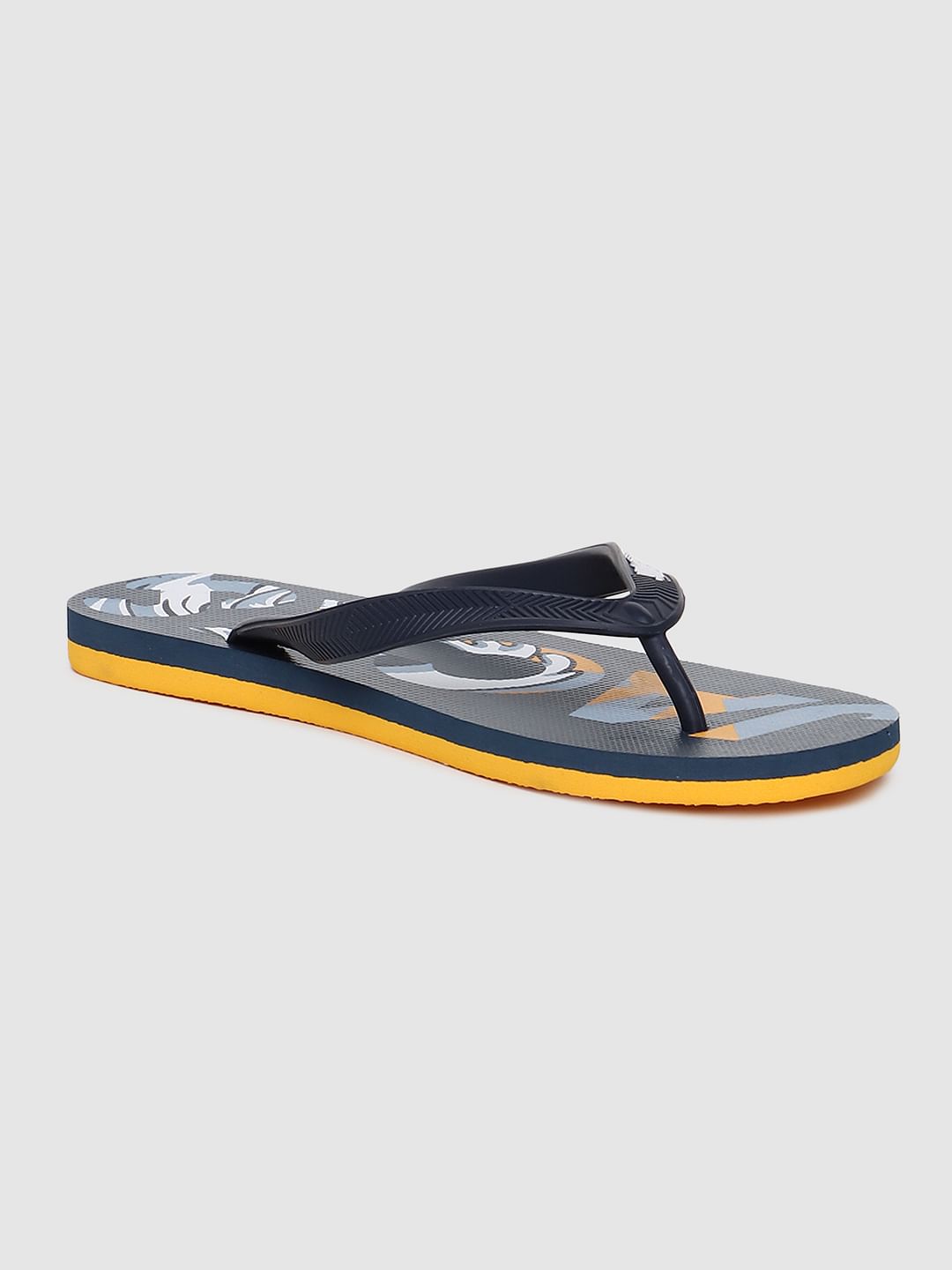 Dark Blue Logo Print Flip Flops