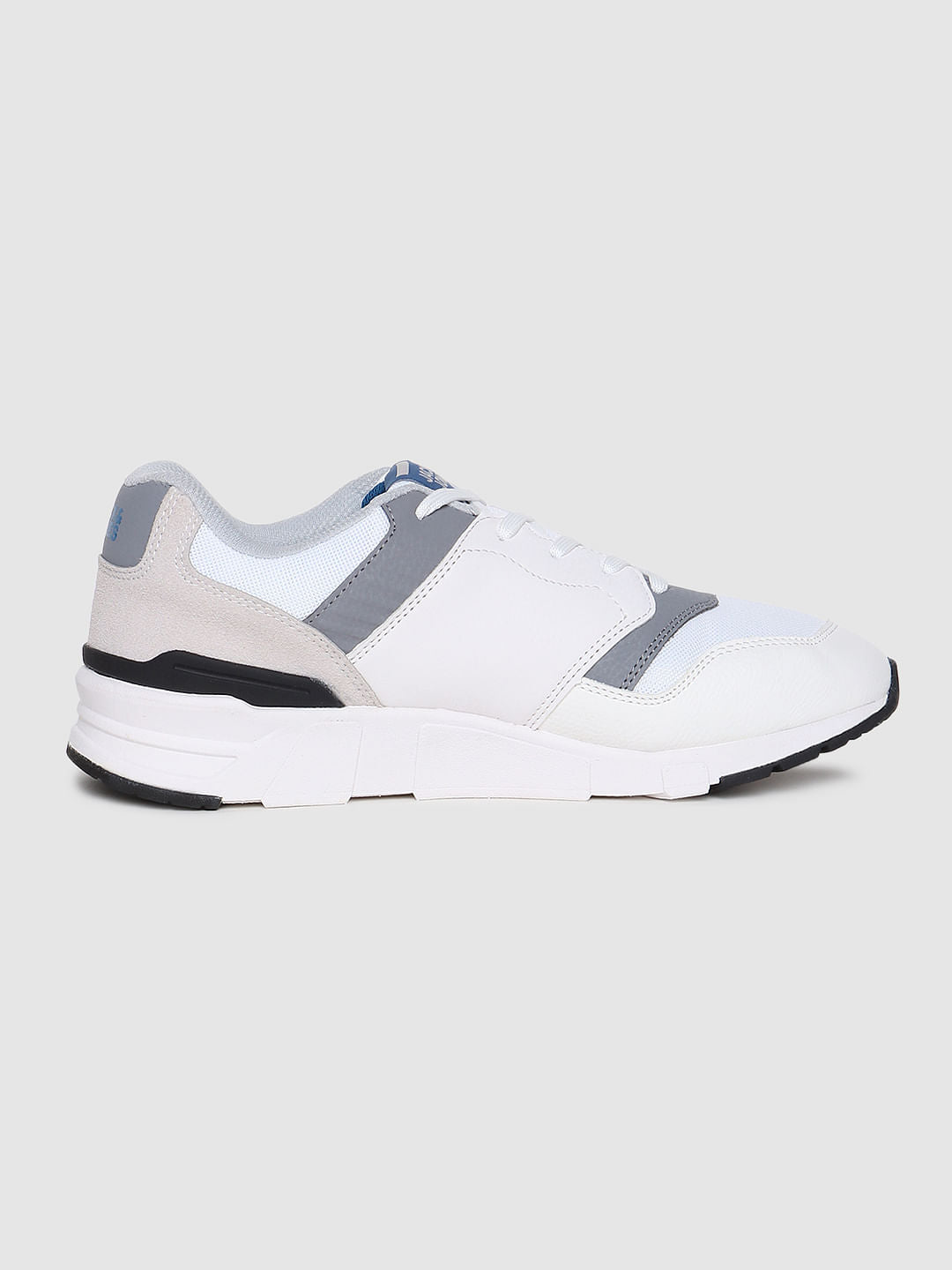 White & Grey Pu Colourblocked Sneakers