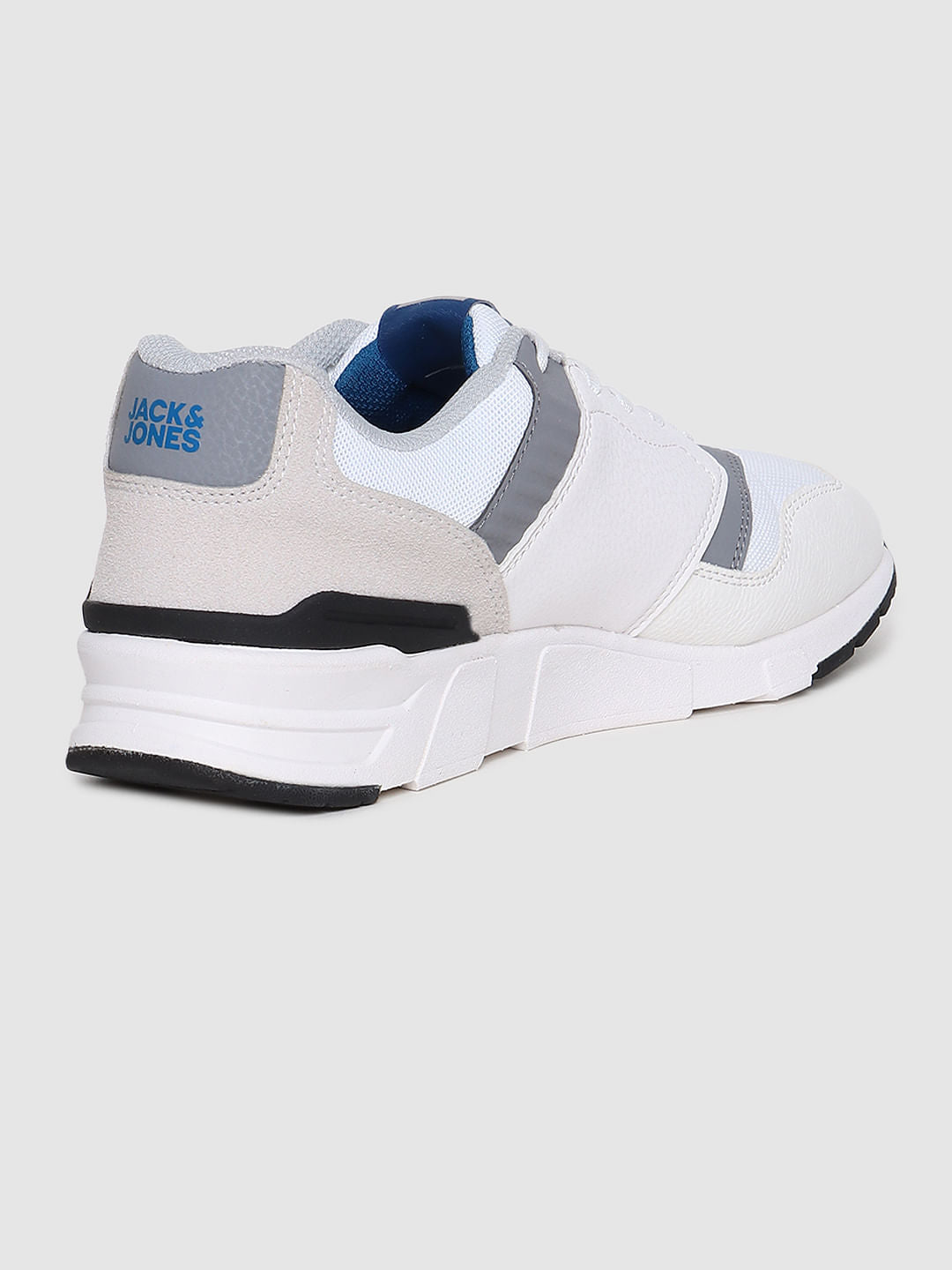 White & Grey Pu Colourblocked Sneakers