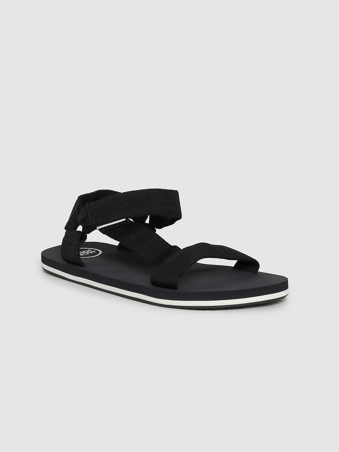 Black Logo Print Sandals
