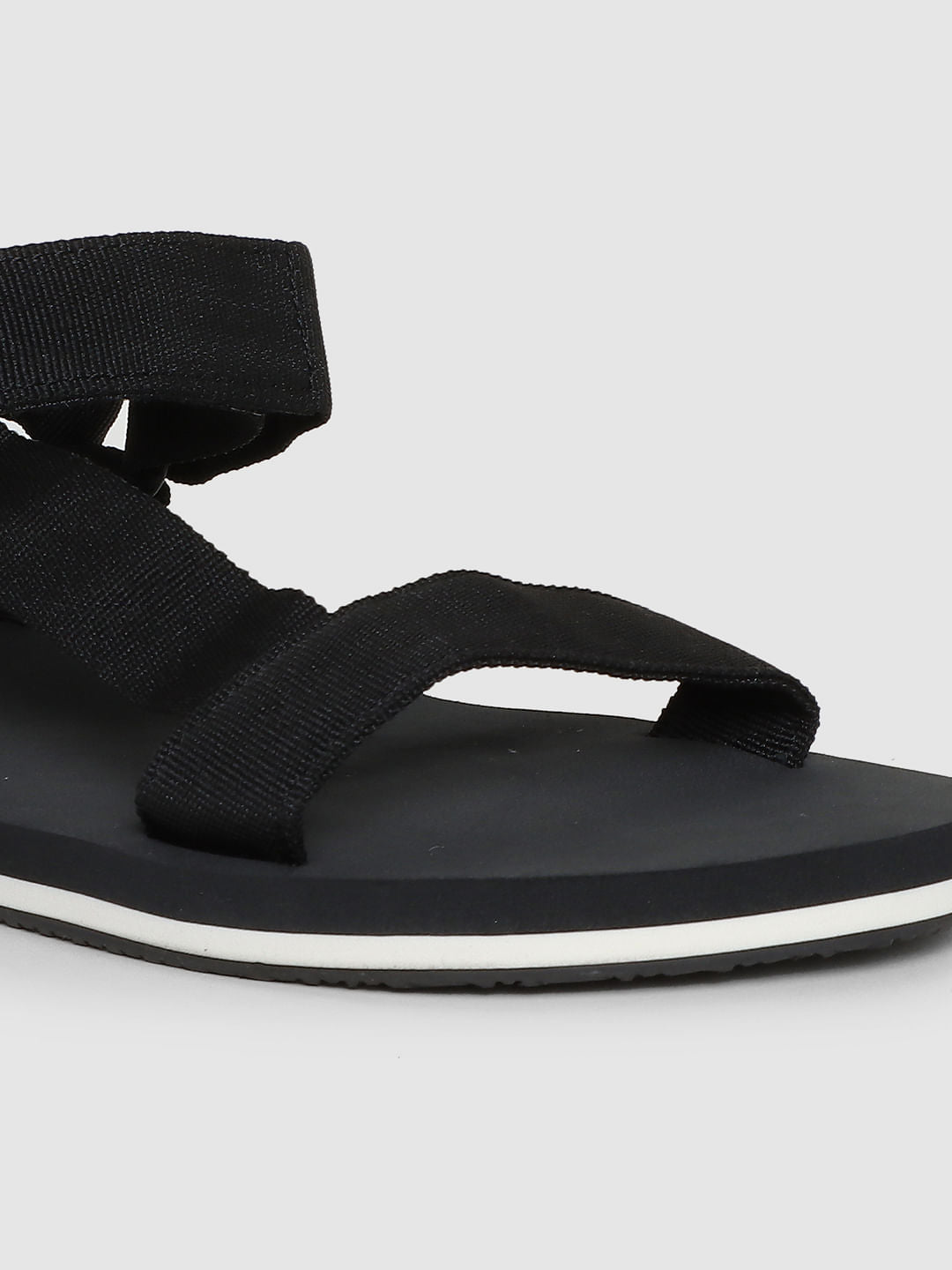 Black Logo Print Sandals
