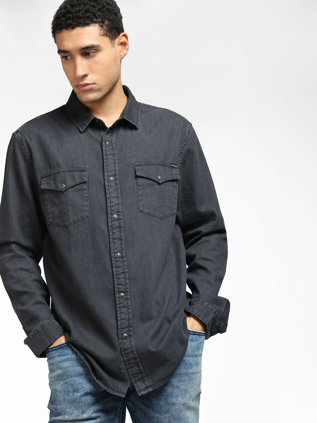 Black Denim Full Sleeves Shirt