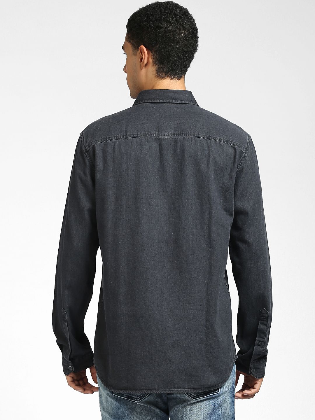 Black Denim Full Sleeves Shirt