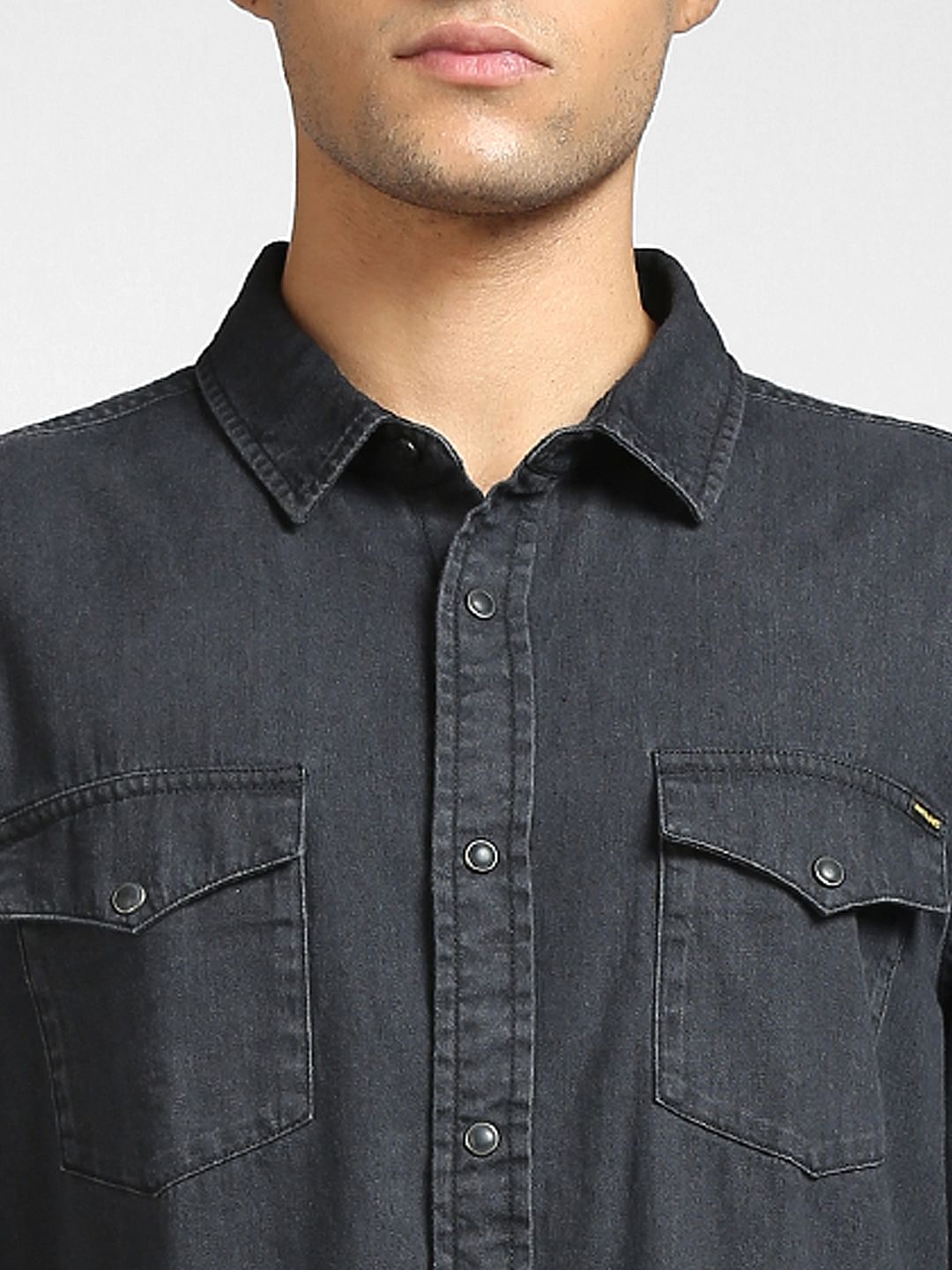 Black Denim Full Sleeves Shirt