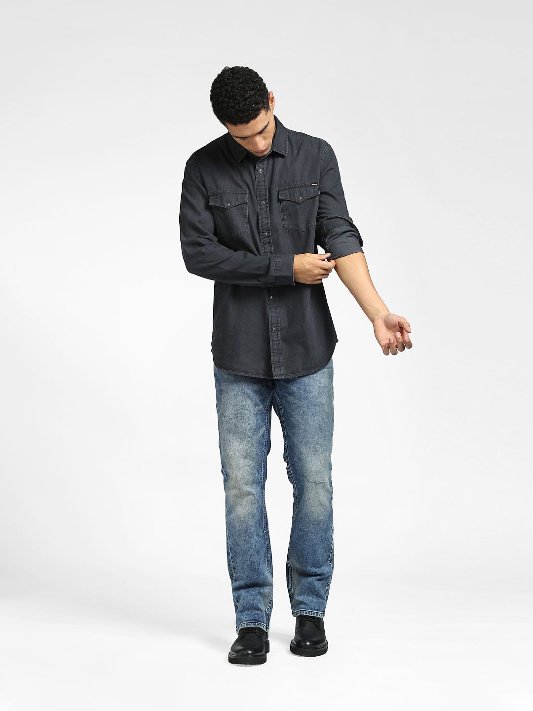 Black Denim Full Sleeves Shirt