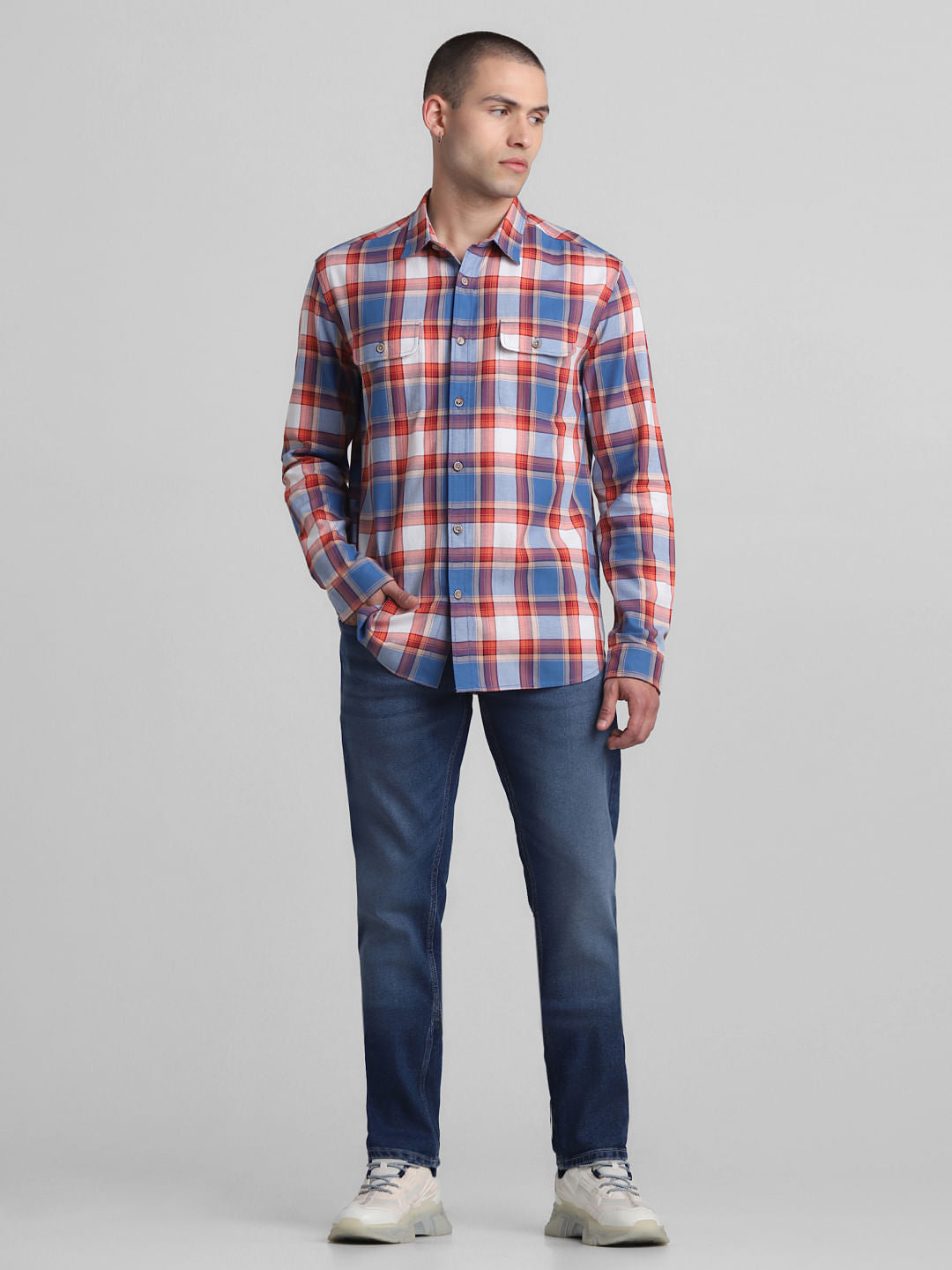Blue Check Print Full Sleeves Shirt