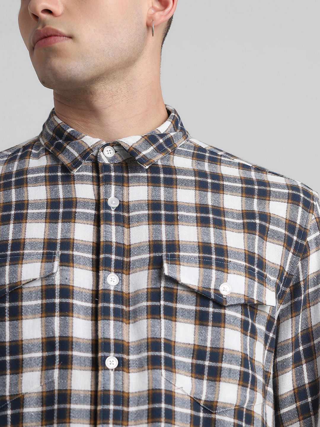 White Check Full Sleeves Shirt