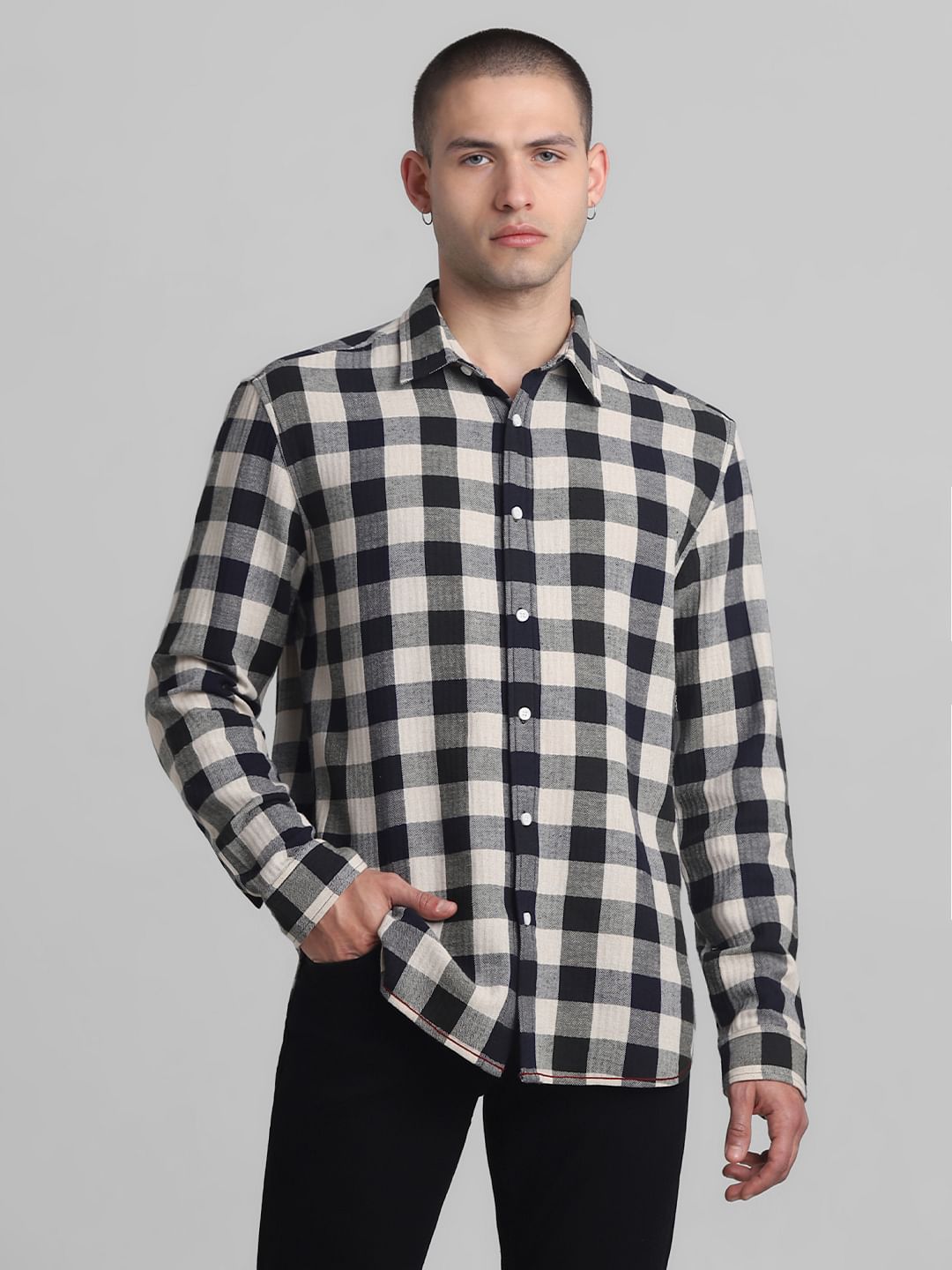 Brown Check Full Sleeves Shirt