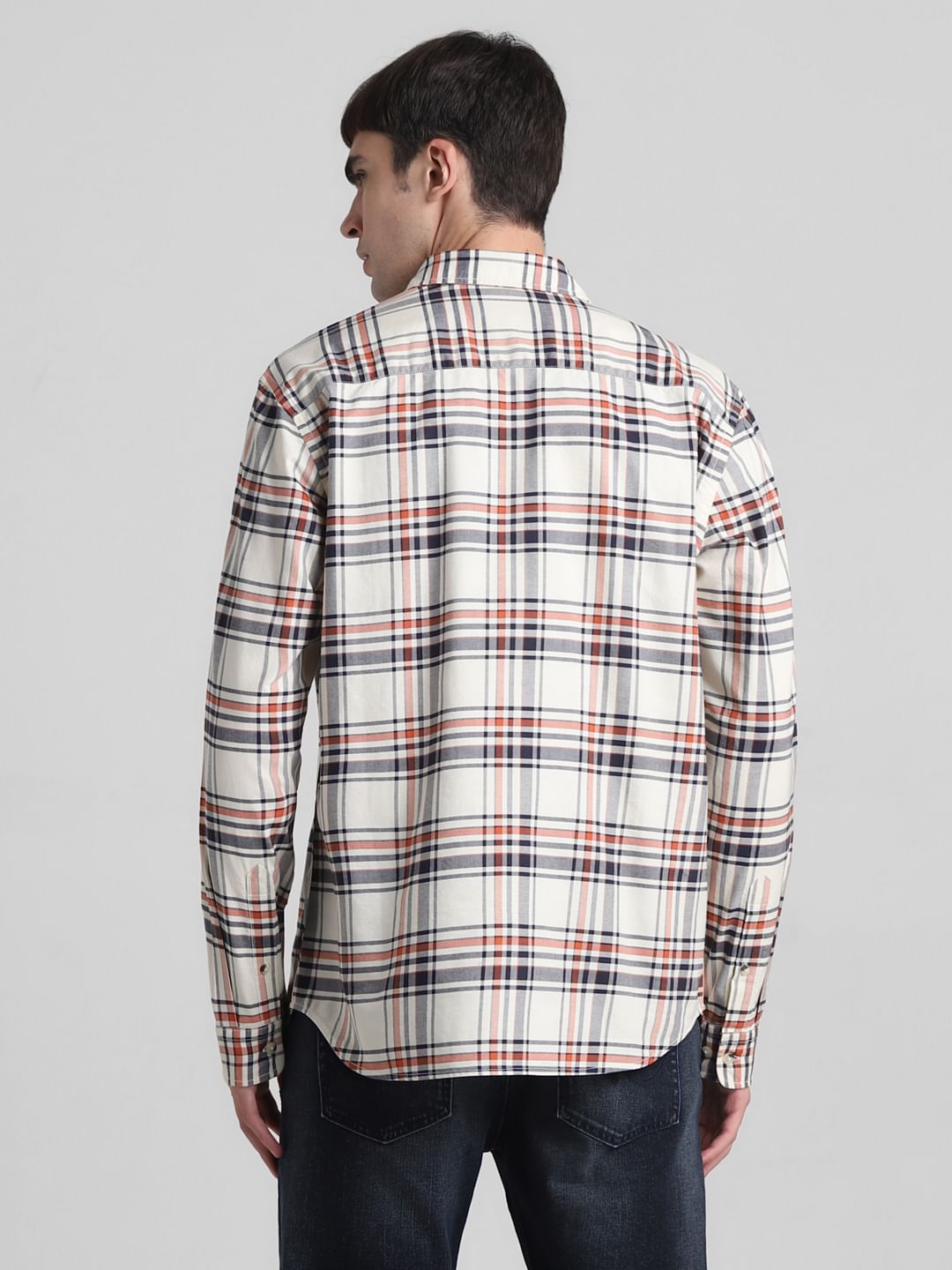 White Check Full Sleeves Shirt