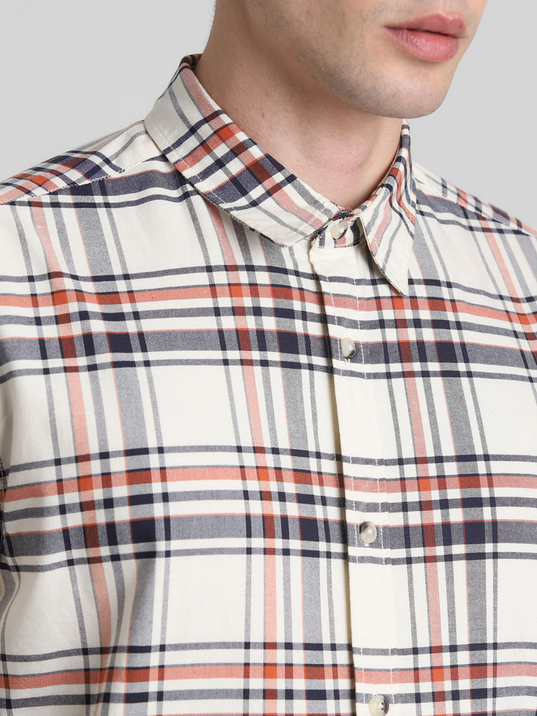 White Check Full Sleeves Shirt