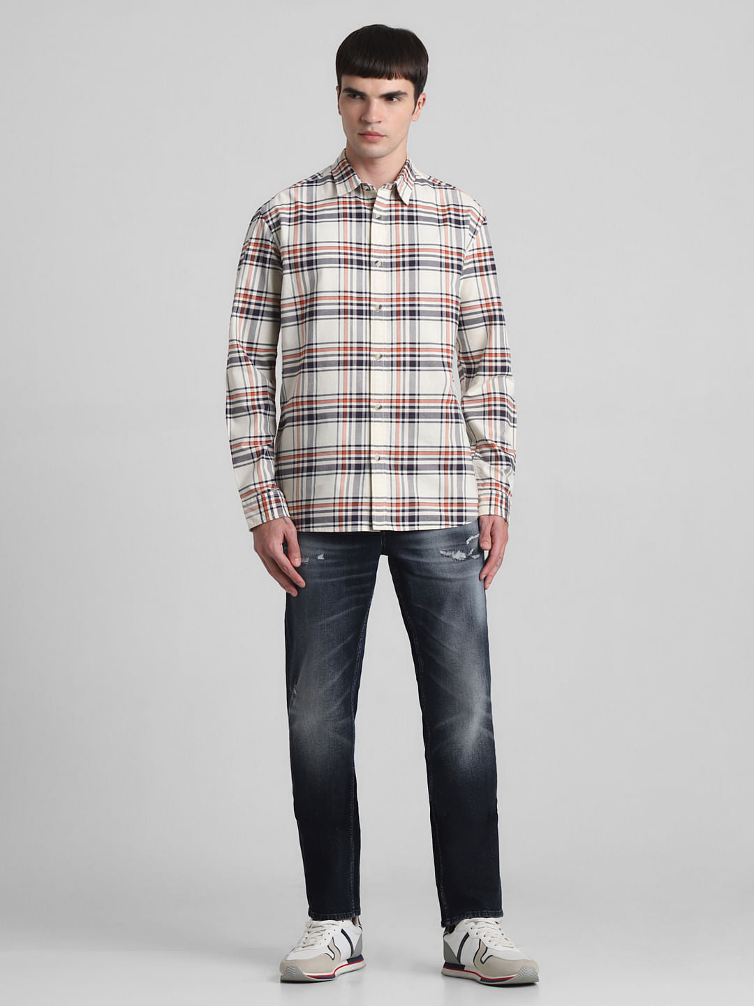 White Check Full Sleeves Shirt
