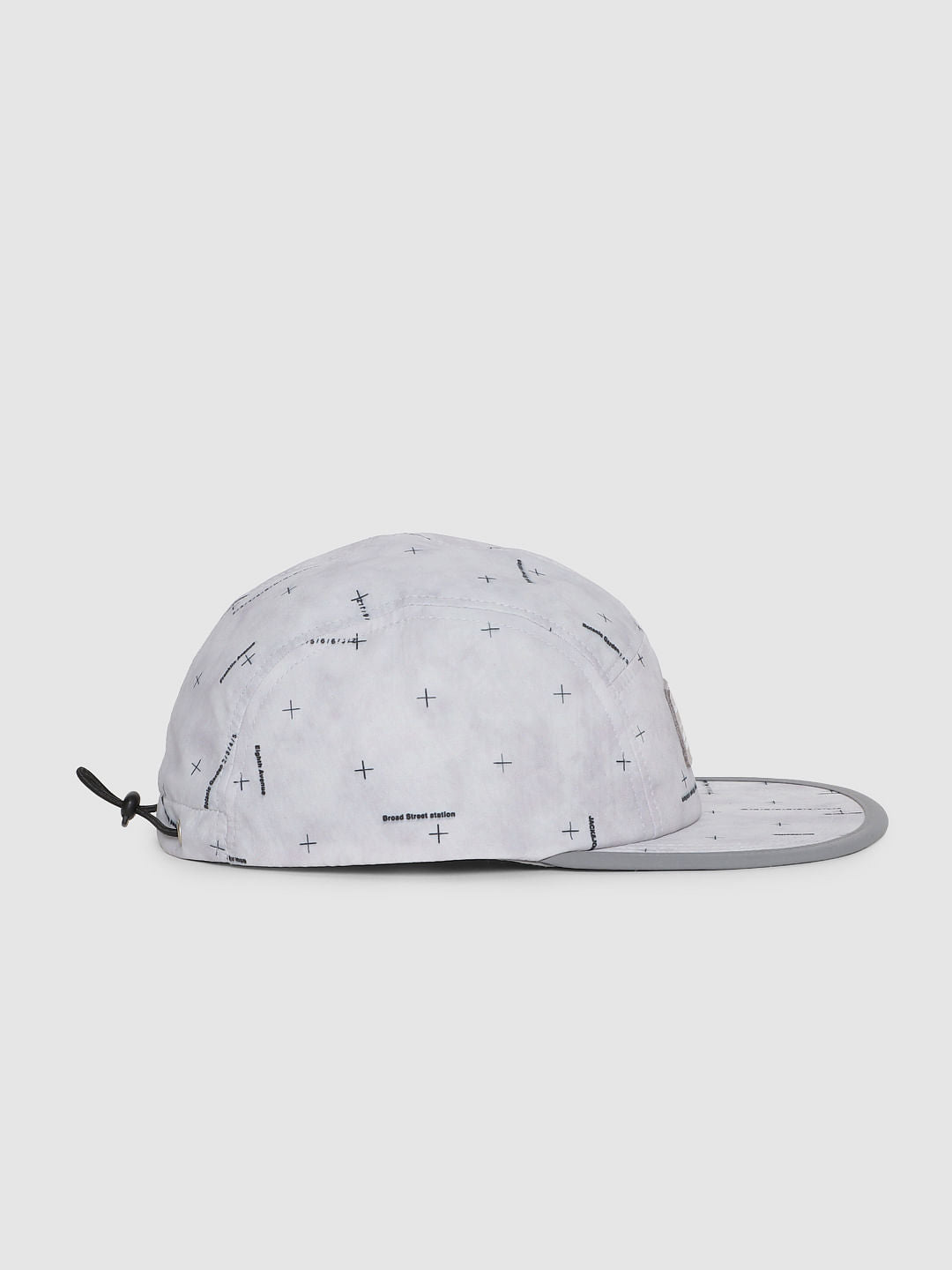 Grey Graphic Print Five Panel Cap