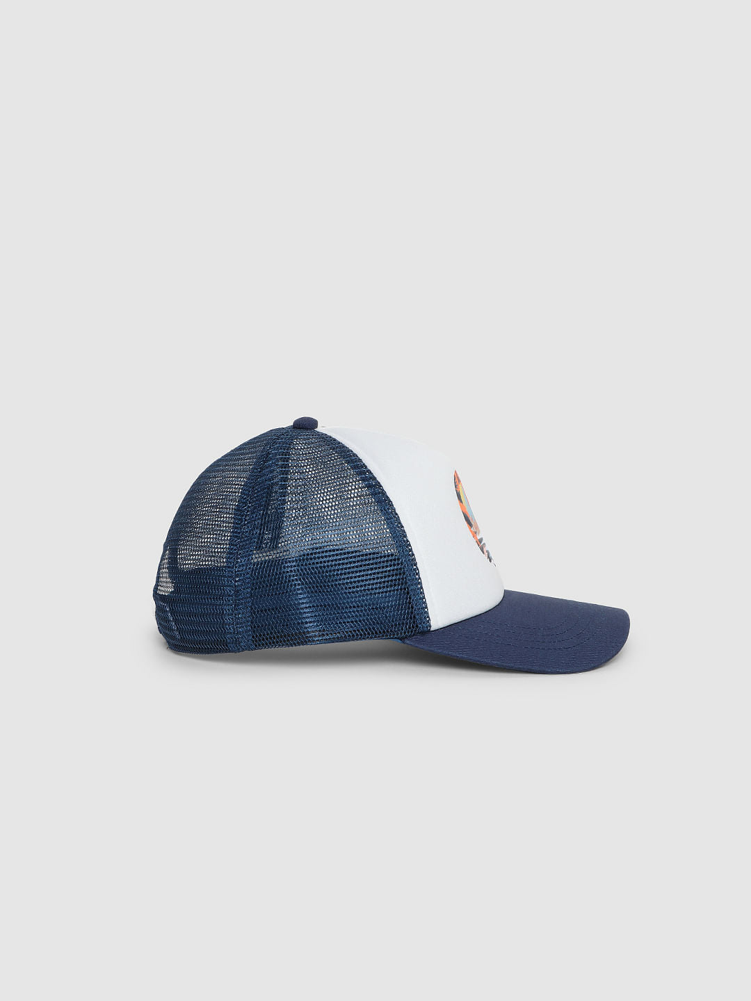 Blue Logo Print Trucker Cap
