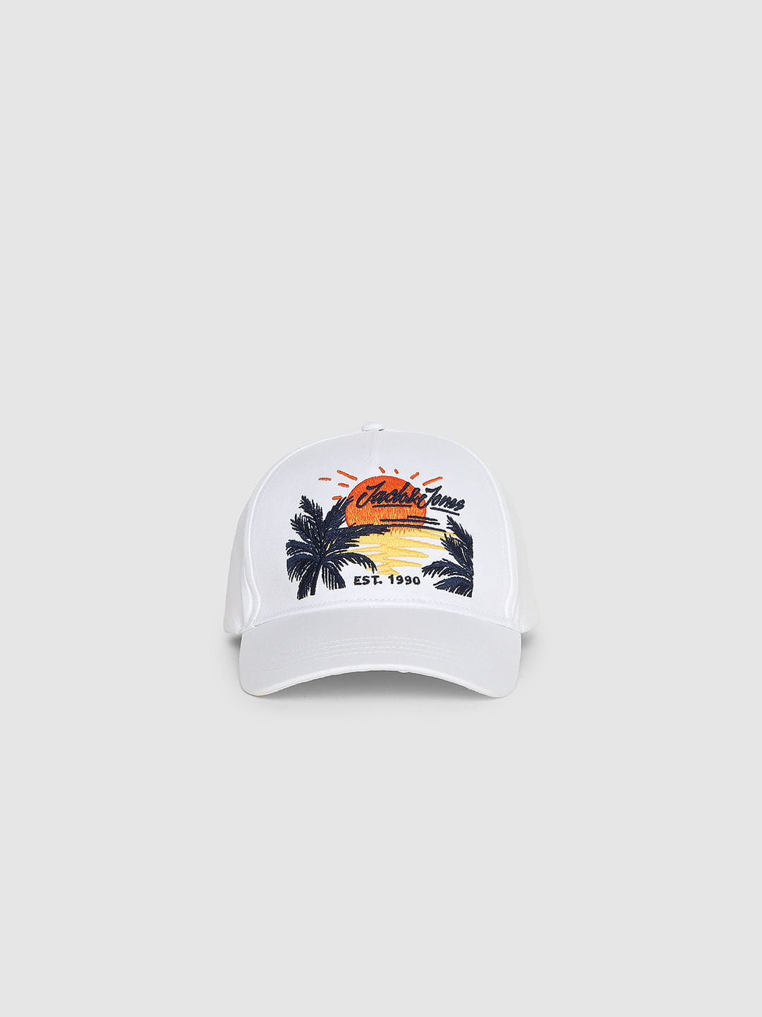 White Logo Print Baseball Cap