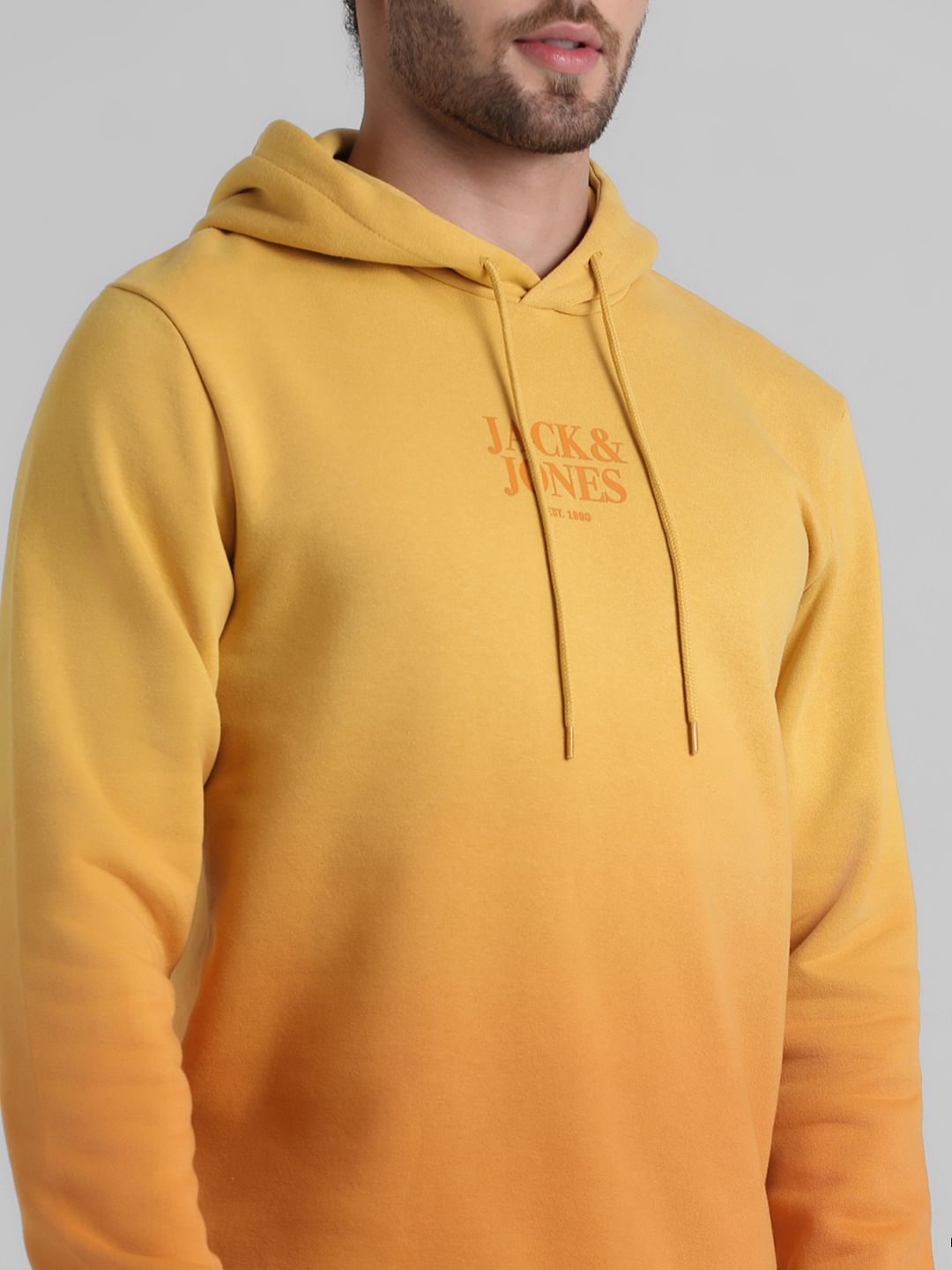 Yellow Ombre Logo Print Sweatshirt