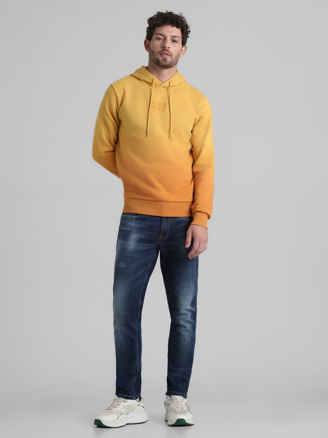 Yellow Ombre Logo Print Sweatshirt