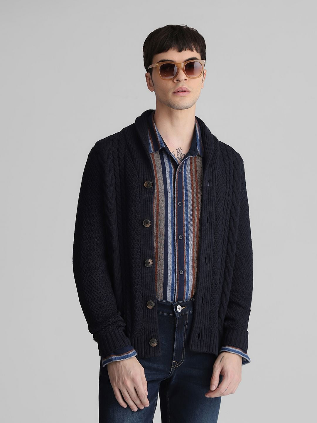 Dark Blue Knitted Cardigan