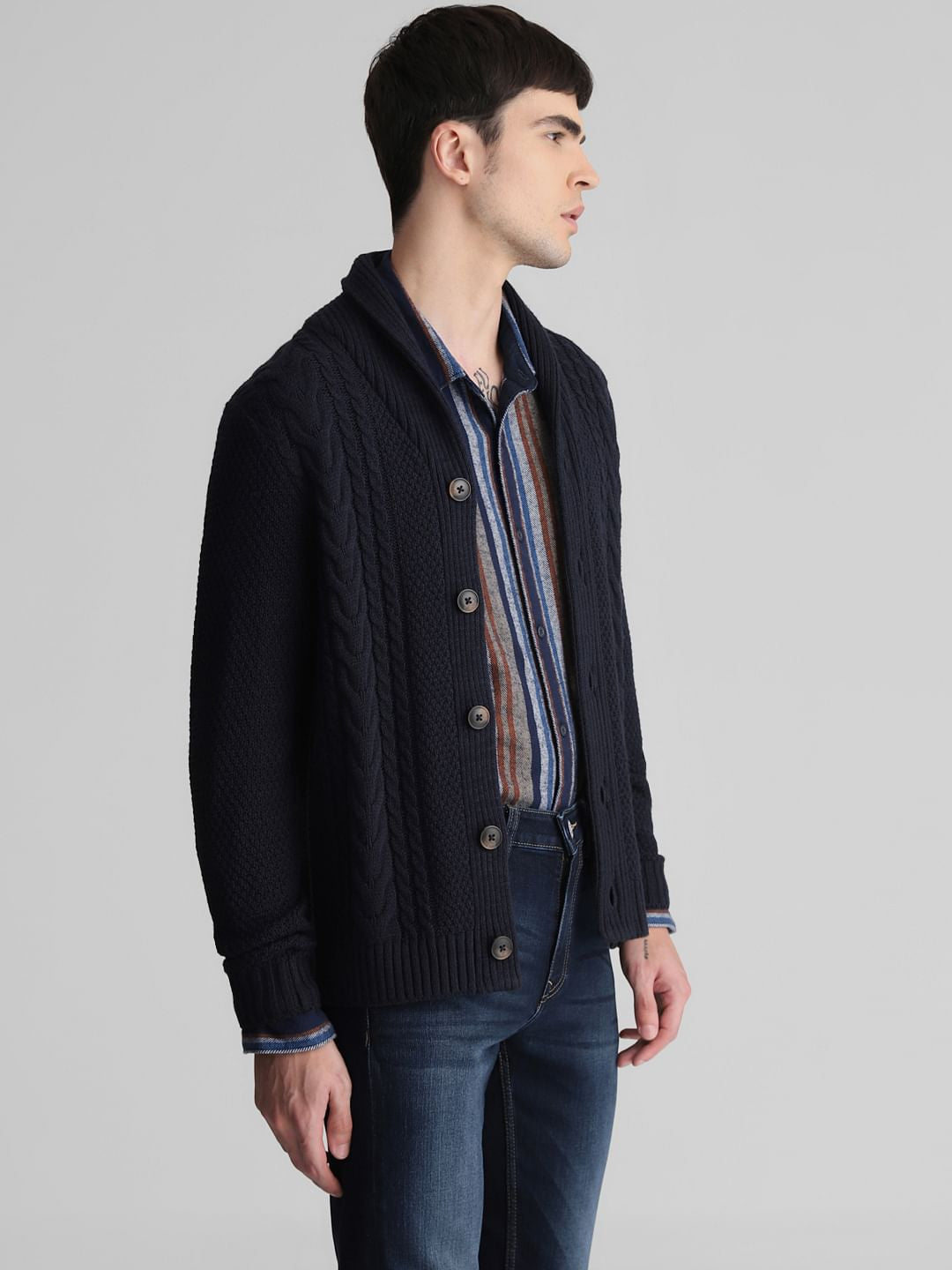 Dark Blue Knitted Cardigan
