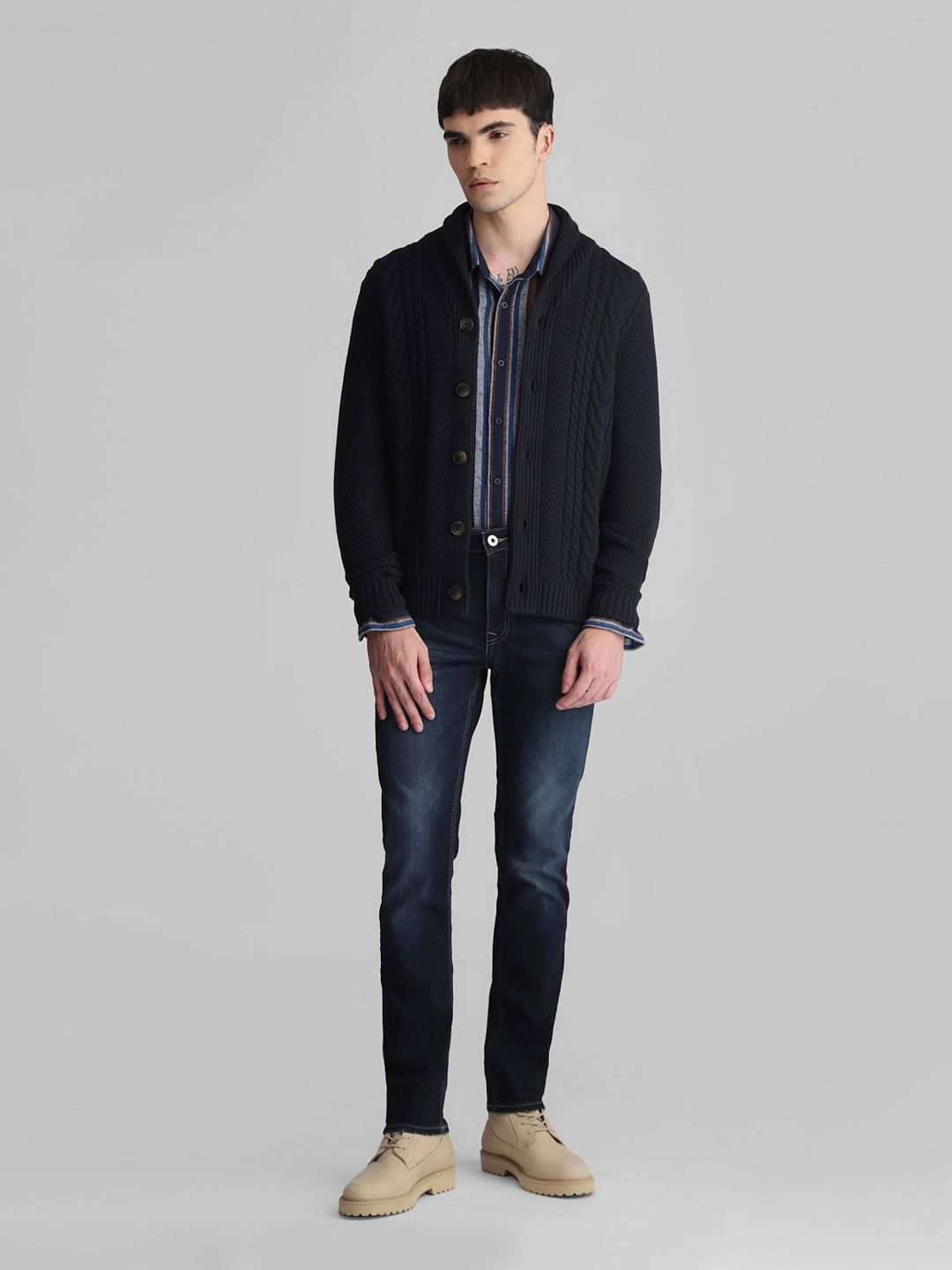 Dark Blue Knitted Cardigan