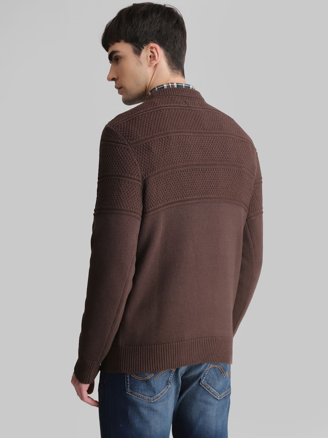 Brown Knit Crew Neck Sweater