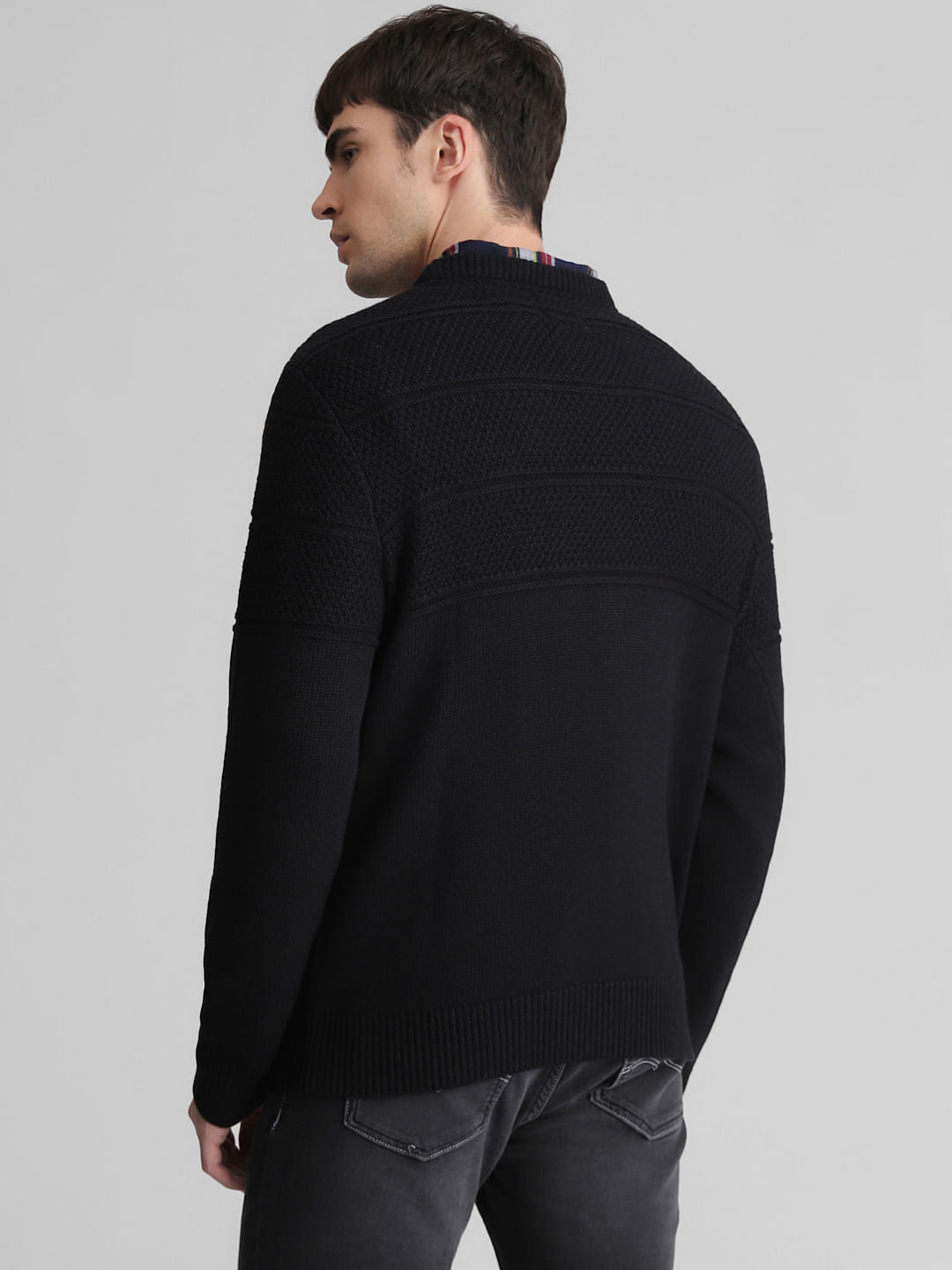 Black Knit Crew Neck Sweater
