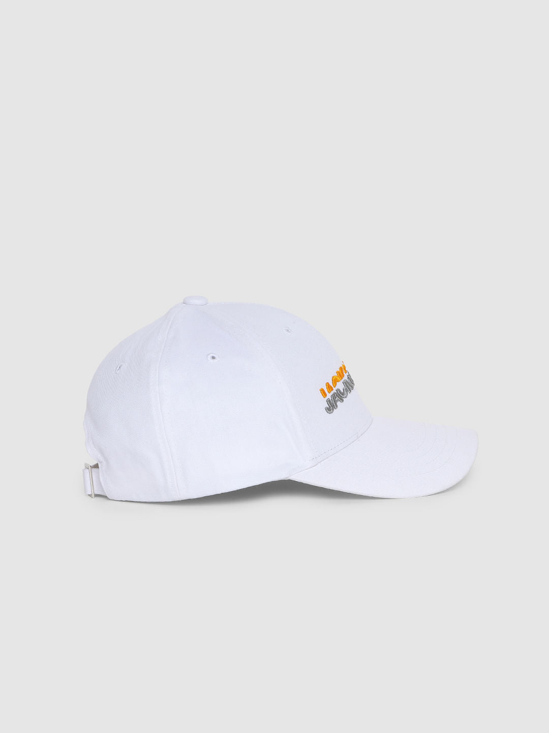 White Logo Print Baseball Cap