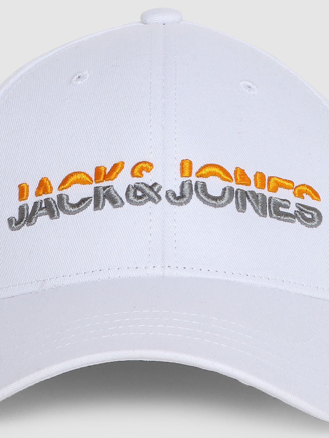 White Logo Print Baseball Cap