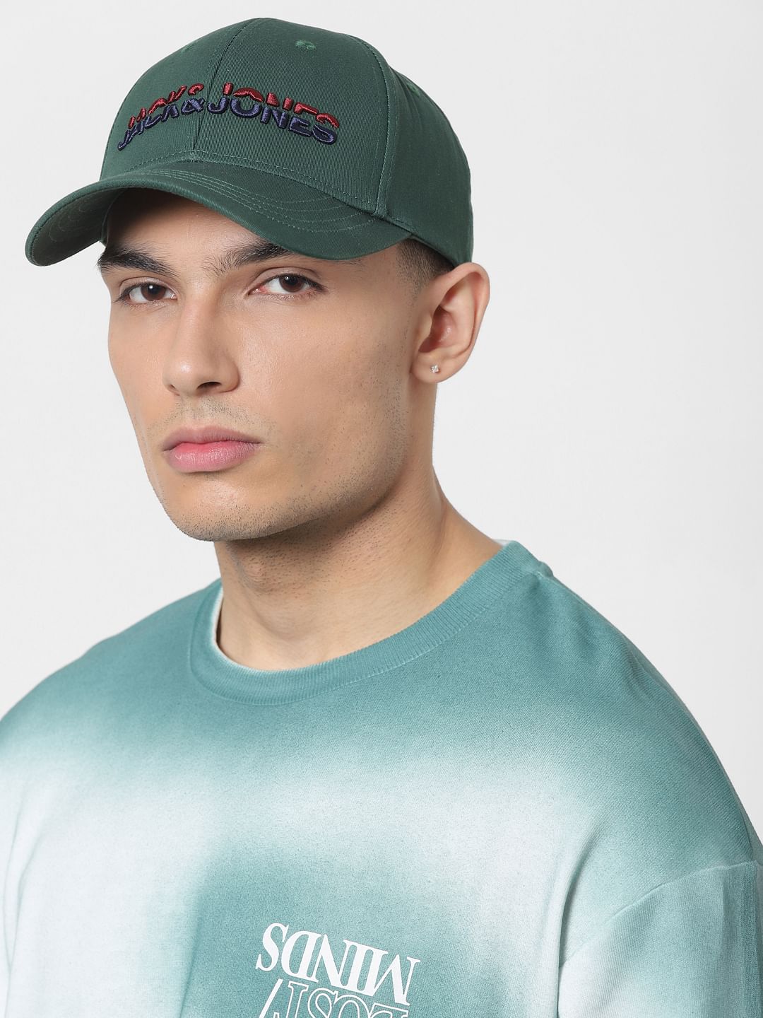 Green Logo Print Baseball Cap