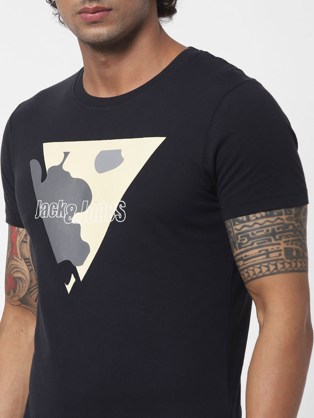 Black Logo Print Crew Neck T-shirt