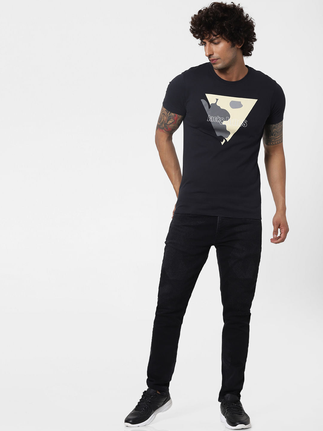 Black Logo Print Crew Neck T-shirt