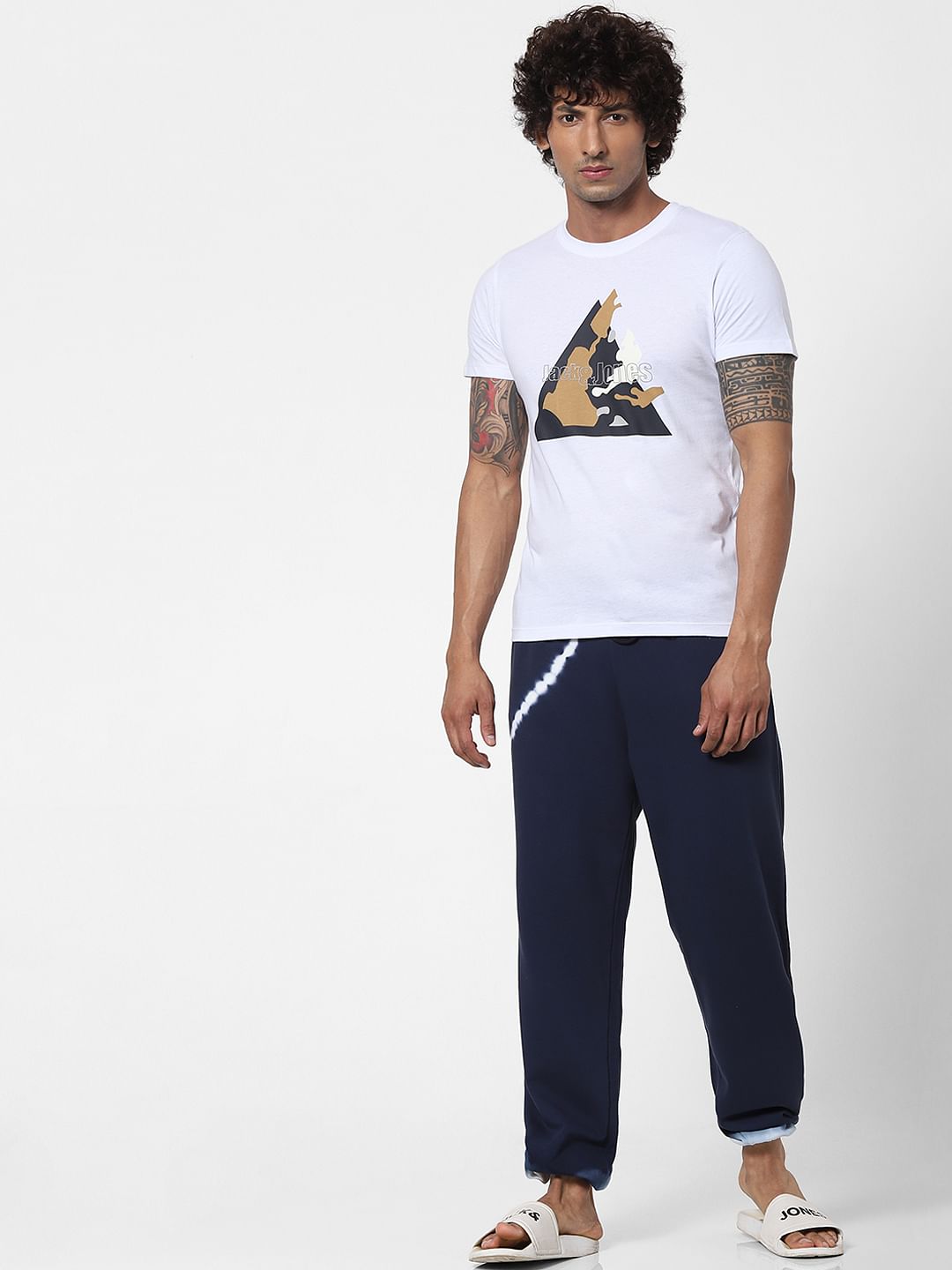 White Logo Print Crew Neck T-shirt