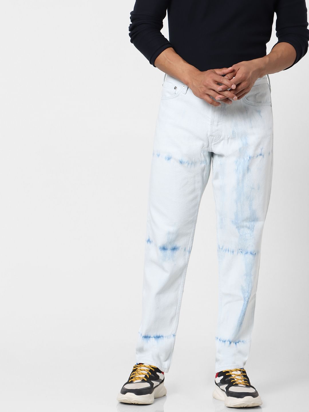 Blue Mid Rise Chris Tie Dye Anti Fit Jeans