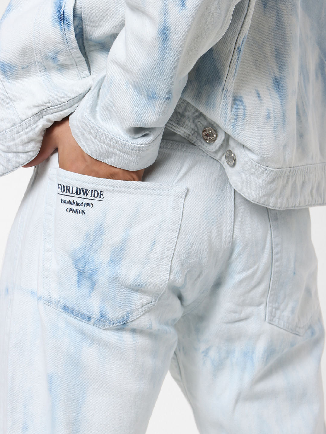 Blue Mid Rise Chris Tie Dye Anti Fit Jeans