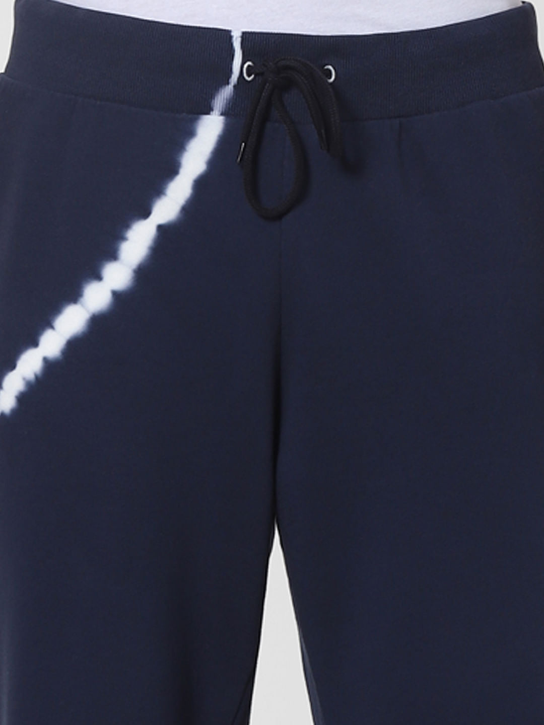 Blue Mid Rise Tie Dye Sweatpants