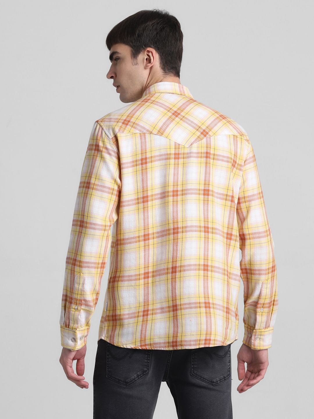 Yellow Check Full Sleeves Shirt