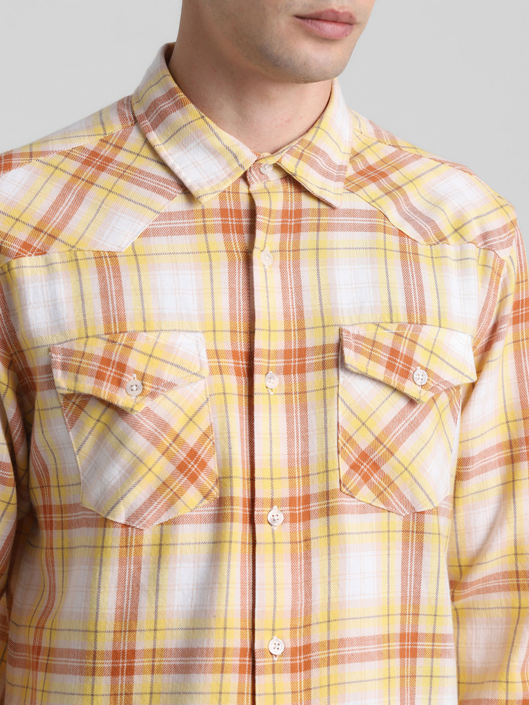 Yellow Check Full Sleeves Shirt