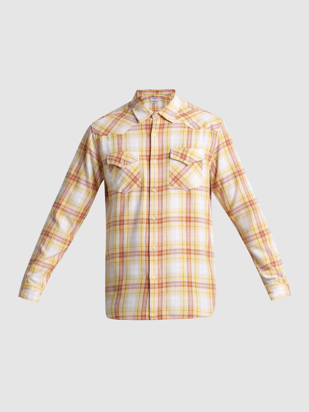 Yellow Check Full Sleeves Shirt
