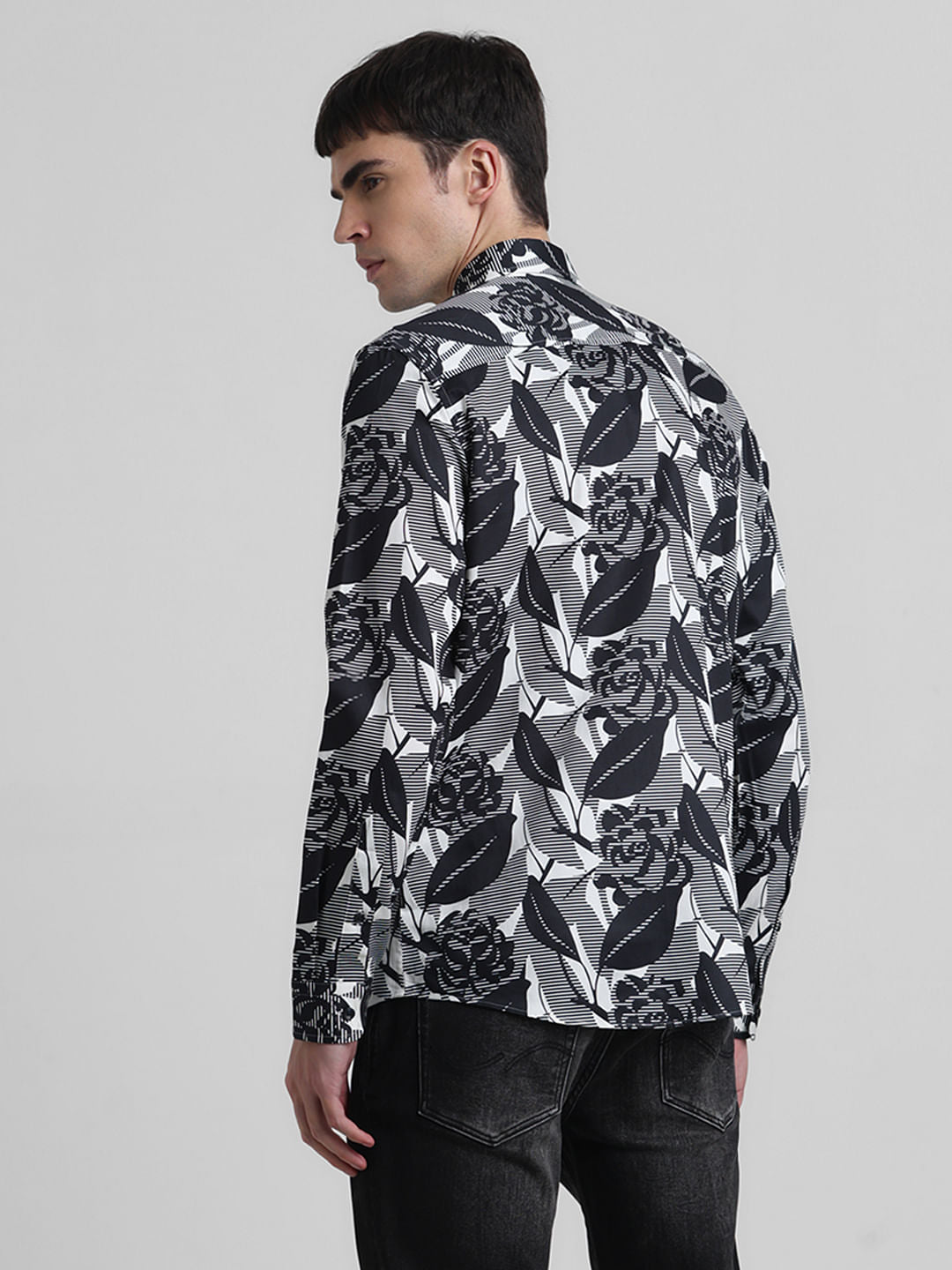 Black Abstract Print Full Sleeves Shirt