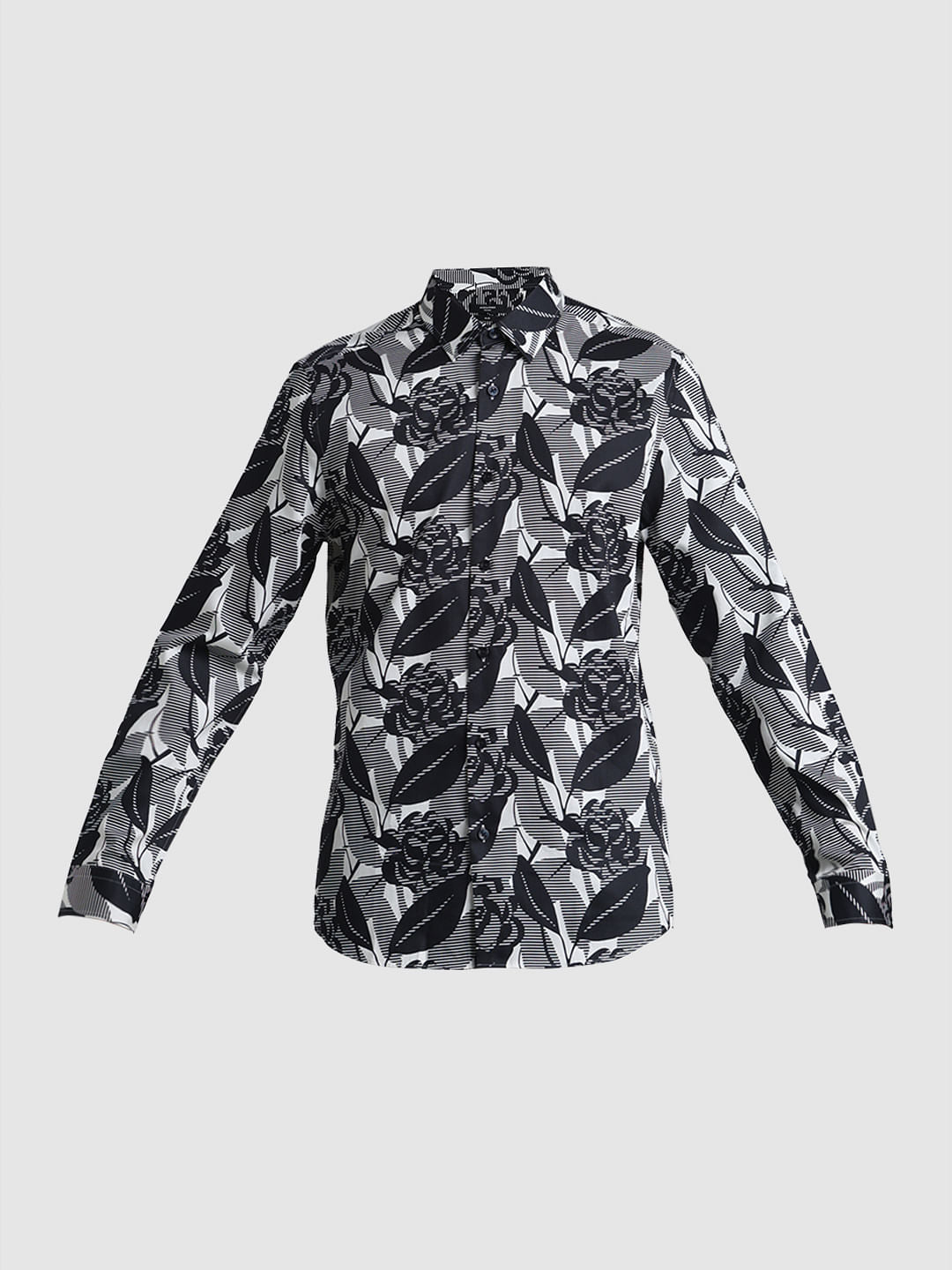Black Abstract Print Full Sleeves Shirt