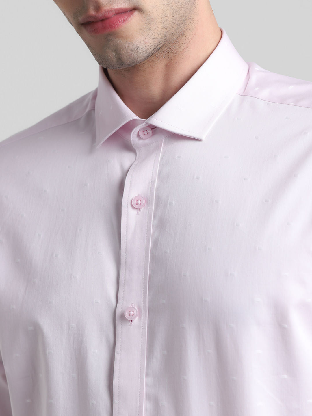 Light Pink Dobby Full Sleeves Shirt
