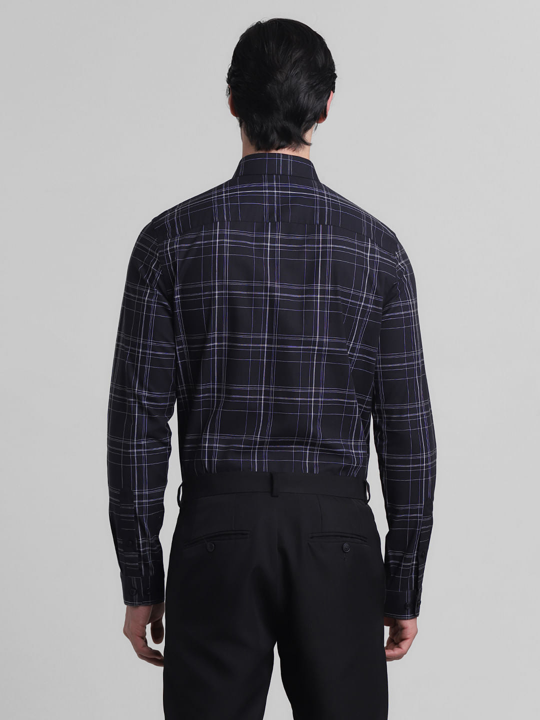 Black Check Print Full Sleeves Shirt