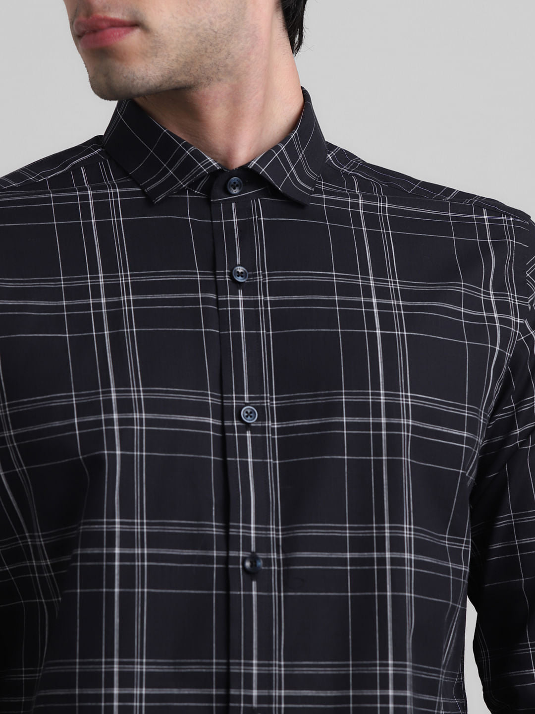 Black Check Print Full Sleeves Shirt