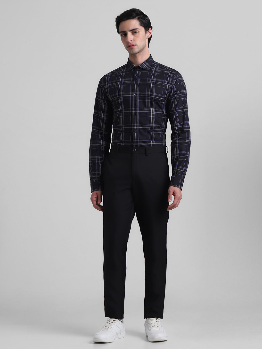 Black Check Print Full Sleeves Shirt