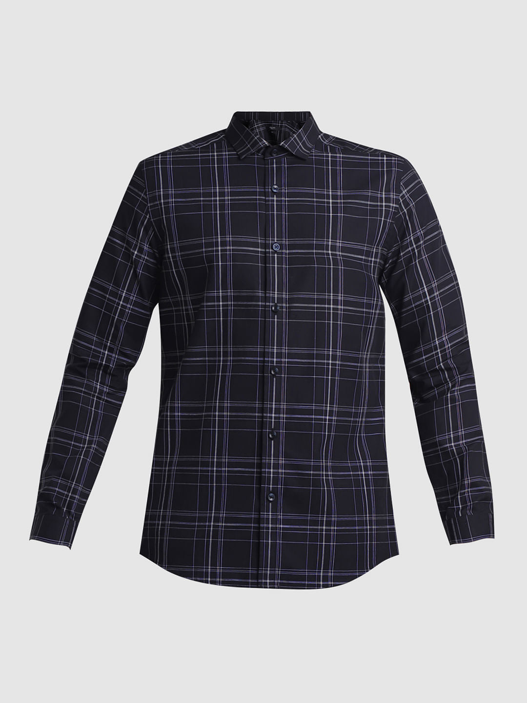 Black Check Print Full Sleeves Shirt