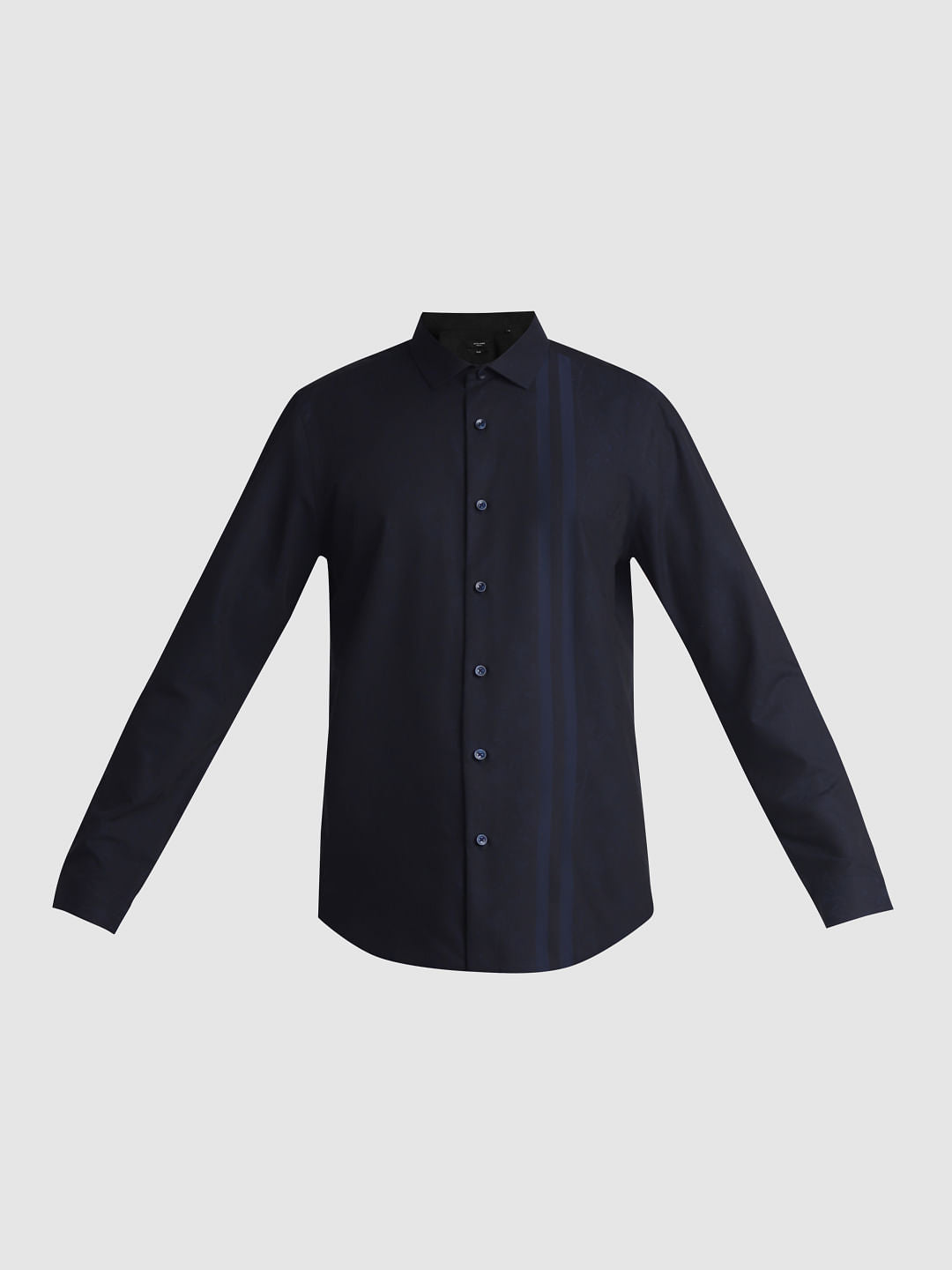 Navy Blue Dobby Full Sleeves Shirt