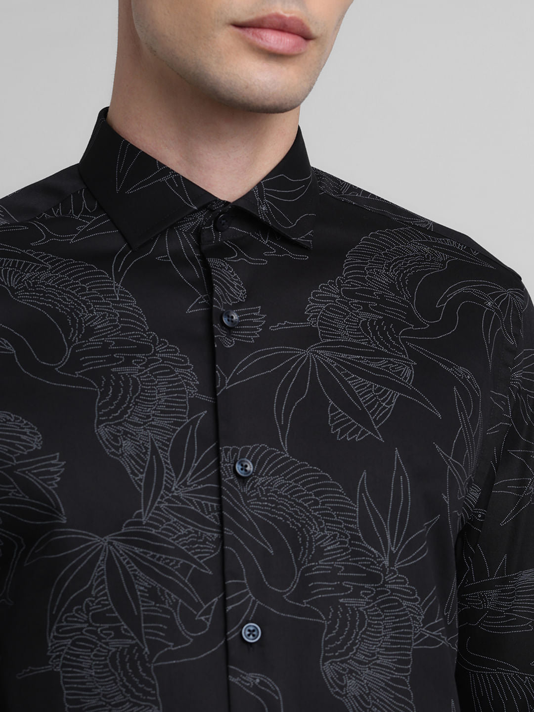 Black Abstract Print Full Sleeves Shirt
