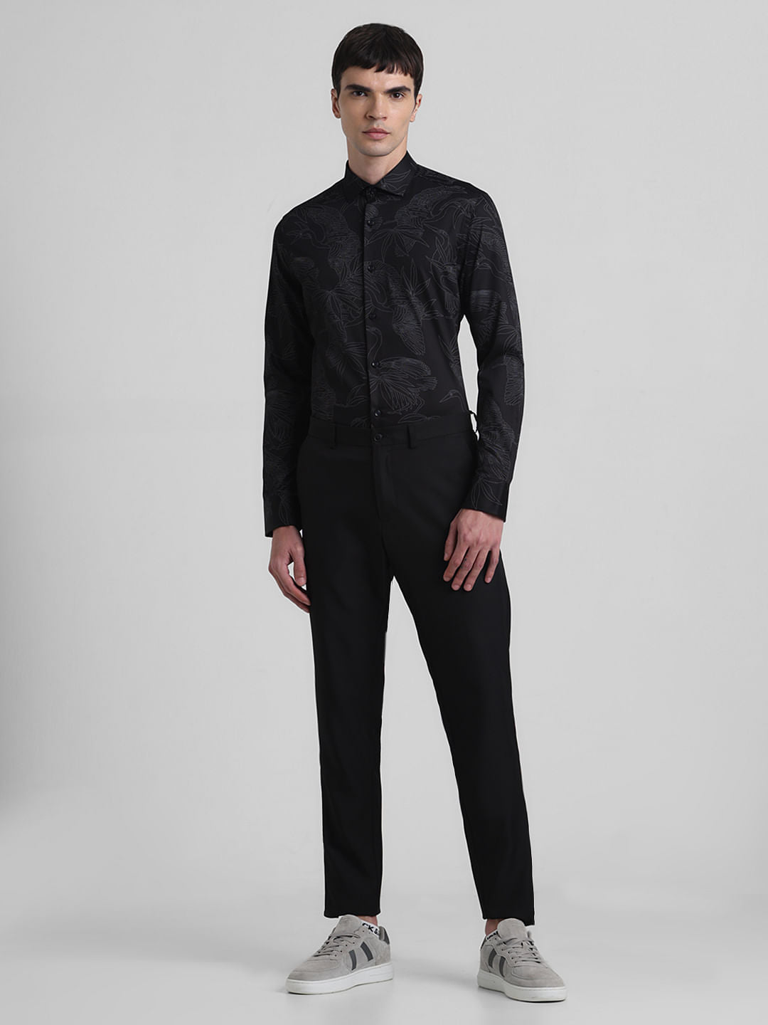 Black Abstract Print Full Sleeves Shirt