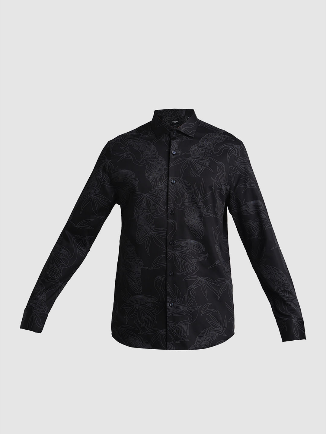 Black Abstract Print Full Sleeves Shirt