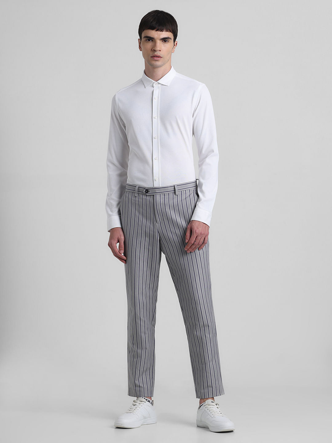 White Knitted Full Sleeves Shirt