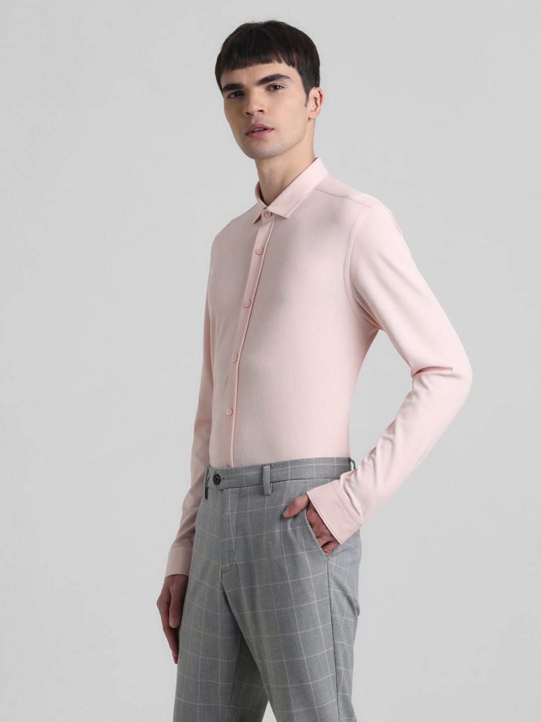 Pink Knitted Full Sleeves Shirt